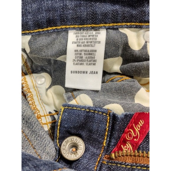 Lucky Brand Dungaree Sundown Women's Size 8 Denim Blue Jeans Wide Leg Mid Rise - Picture 5 of 9